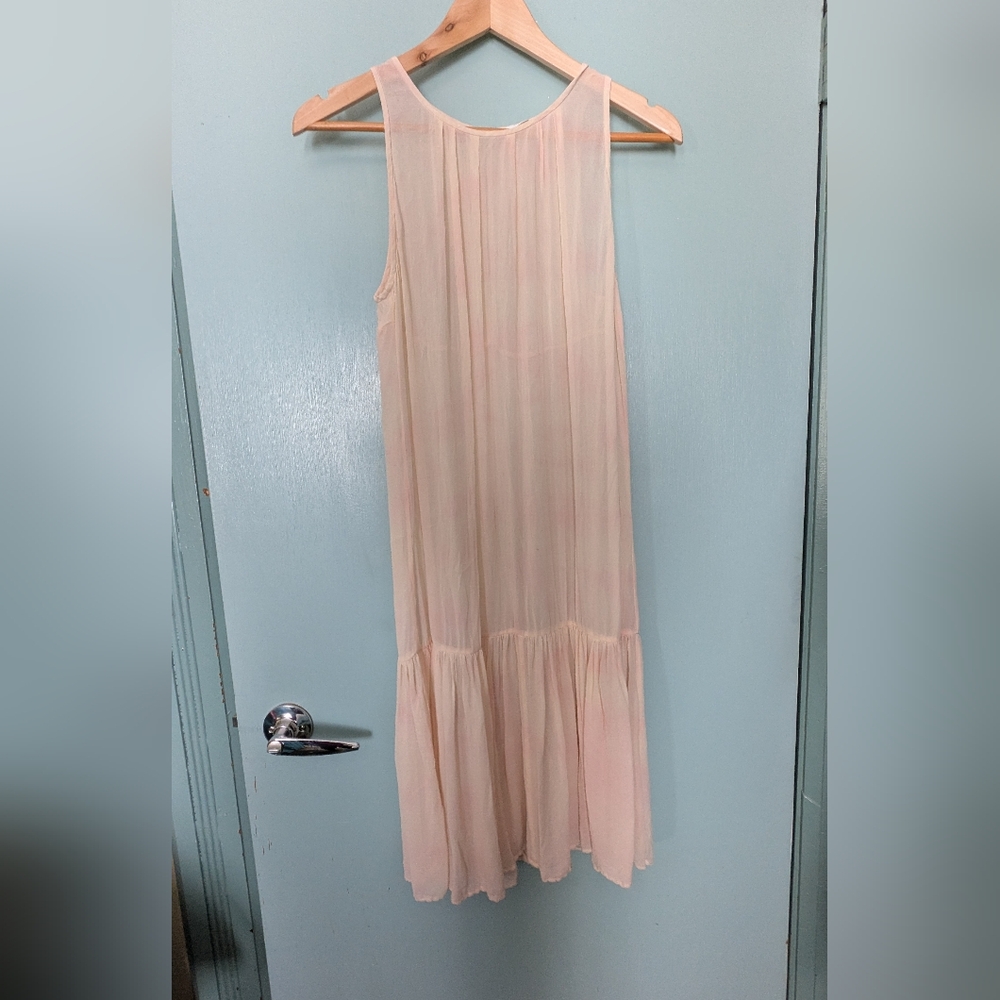 Wilfred t. babaton 100% Silk Sheer Crepe Slip Dress Blush Nude L